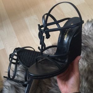 Saint Laurent Cassandra Wedge Espadrille Sandals